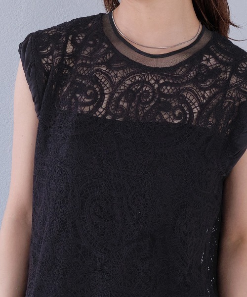 murea（ミュレア）の「ペイズリー柄シアー総レースノースリーブブラウス（シャツ/ブラウス・レディース・ホワイト/ブラック/アイボリー・FREE）」の4枚目の写真