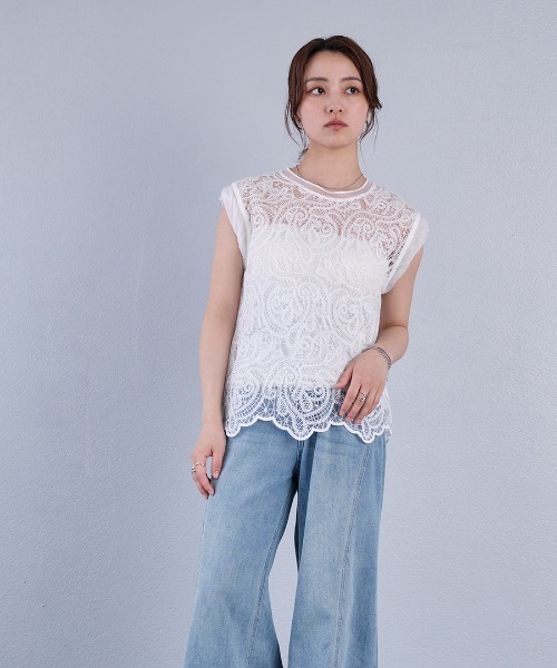 murea（ミュレア）の「ペイズリー柄シアー総レースノースリーブブラウス（シャツ/ブラウス・レディース・ホワイト/ブラック/アイボリー・FREE）」の22枚目の写真