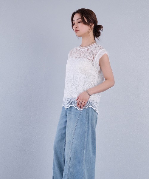 murea（ミュレア）の「ペイズリー柄シアー総レースノースリーブブラウス（シャツ/ブラウス・レディース・ホワイト/ブラック/アイボリー・FREE）」の21枚目の写真