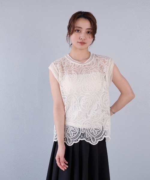 murea（ミュレア）の「ペイズリー柄シアー総レースノースリーブブラウス（シャツ/ブラウス・レディース・ホワイト/ブラック/アイボリー・FREE）」の19枚目の写真