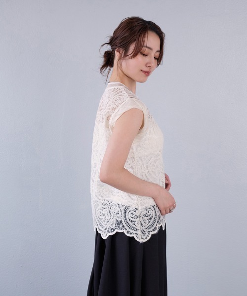 murea（ミュレア）の「ペイズリー柄シアー総レースノースリーブブラウス（シャツ/ブラウス・レディース・ホワイト/ブラック/アイボリー・FREE）」の18枚目の写真