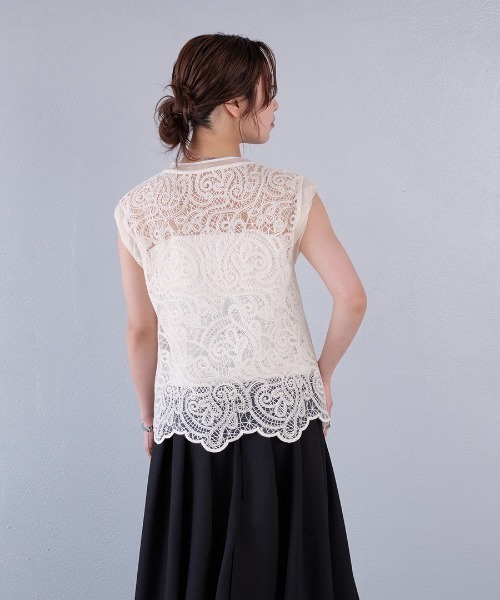 murea（ミュレア）の「ペイズリー柄シアー総レースノースリーブブラウス（シャツ/ブラウス・レディース・ホワイト/ブラック/アイボリー・FREE）」の16枚目の写真