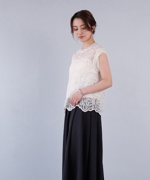 murea（ミュレア）の「ペイズリー柄シアー総レースノースリーブブラウス（シャツ/ブラウス・レディース・ホワイト/ブラック/アイボリー・FREE）」の15枚目の写真