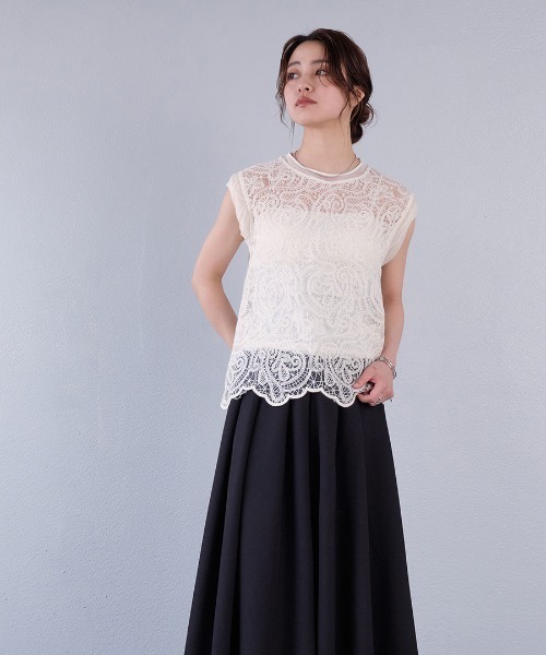 murea（ミュレア）の「ペイズリー柄シアー総レースノースリーブブラウス（シャツ/ブラウス・レディース・ホワイト/ブラック/アイボリー・FREE）」の14枚目の写真