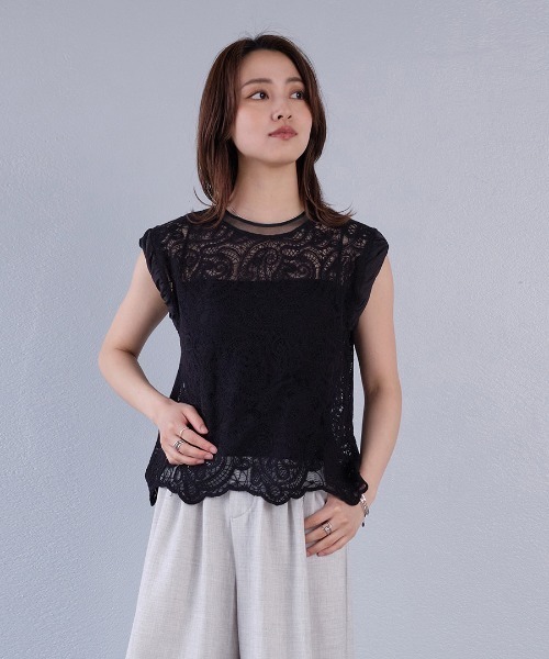 murea（ミュレア）の「ペイズリー柄シアー総レースノースリーブブラウス（シャツ/ブラウス・レディース・ホワイト/ブラック/アイボリー・FREE）」の11枚目の写真