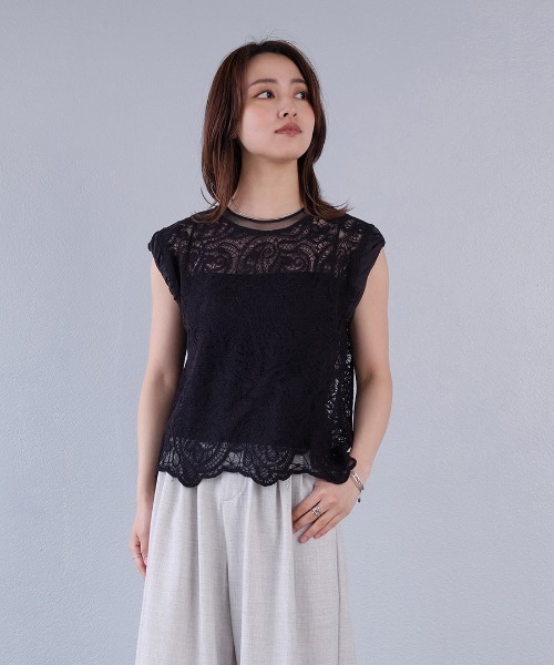 murea（ミュレア）の「ペイズリー柄シアー総レースノースリーブブラウス（シャツ/ブラウス・レディース・ホワイト/ブラック/アイボリー・FREE）」の10枚目の写真
