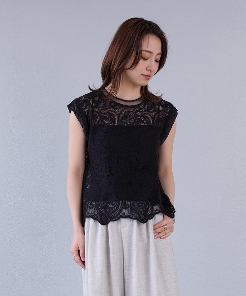 murea（ミュレア）の「ペイズリー柄シアー総レースノースリーブブラウス（シャツ/ブラウス・レディース・ホワイト/ブラック/アイボリー・FREE）」の9枚目の写真