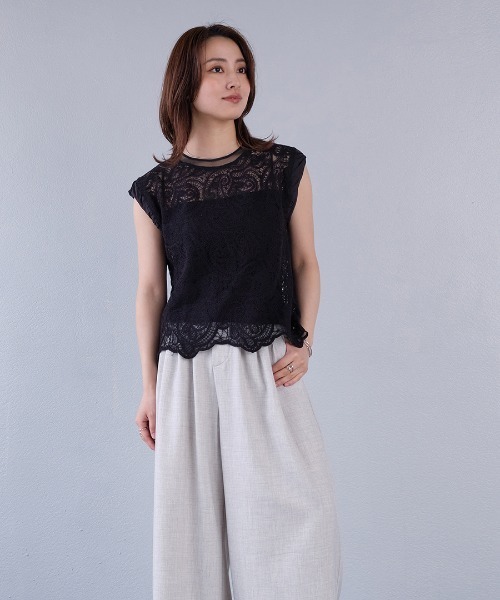 murea（ミュレア）の「ペイズリー柄シアー総レースノースリーブブラウス（シャツ/ブラウス・レディース・ホワイト/ブラック/アイボリー・FREE）」の6枚目の写真