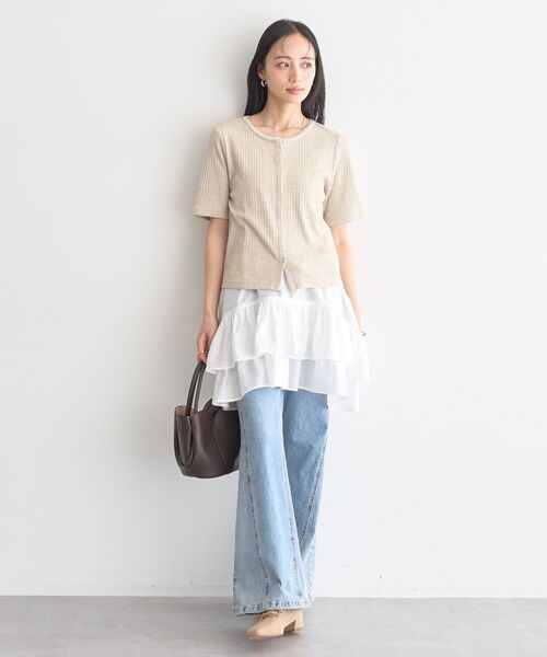 earth music&ecology(アースミュージックアンドエコロジー)の「チェーンリブラメカットソー(Tシャツ/カットソー・レディース・グレー/ブラック/ベージュ/ピンク/ブルー/オフホワイト・FREE)」の13枚目の写真