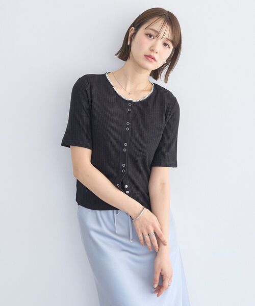 earth music&ecology(アースミュージックアンドエコロジー)の「チェーンリブラメカットソー(Tシャツ/カットソー・レディース・グレー/ブラック/ベージュ/ピンク/ブルー/オフホワイト・FREE)」の8枚目の写真