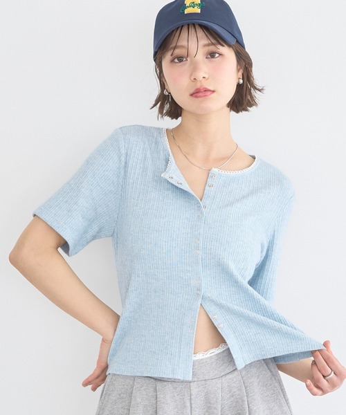 earth music&ecology(アースミュージックアンドエコロジー)の「チェーンリブラメカットソー(Tシャツ/カットソー・レディース・グレー/ブラック/ベージュ/ピンク/ブルー/オフホワイト・FREE)」の5枚目の写真