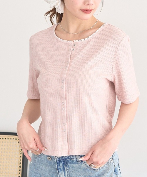 earth music&ecology（アースミュージックアンドエコロジー）の「チェーンリブラメカットソー（Tシャツ/カットソー・レディース・グレー/ブラック/ベージュ/ピンク/ブルー/オフホワイト・FREE）」の10枚目の写真