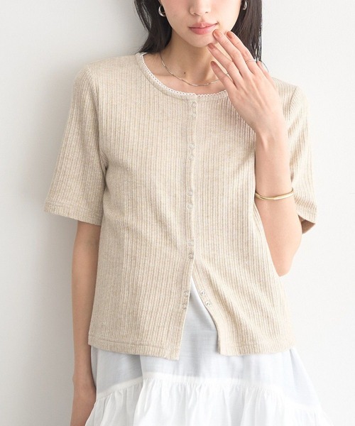 earth music&ecology（アースミュージックアンドエコロジー）の「チェーンリブラメカットソー（Tシャツ/カットソー・レディース・グレー/ブラック/ベージュ/ピンク/ブルー/オフホワイト・FREE）」の11枚目の写真