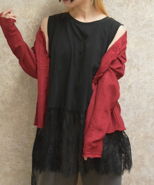 裾レースノースリーブPO（Tシャツ/カットソー）｜axes femme