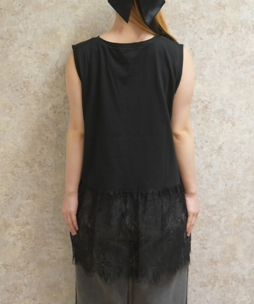 裾レースノースリーブPO（Tシャツ/カットソー）｜axes femme