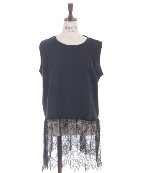 裾レースノースリーブPO（Tシャツ/カットソー）｜axes femme