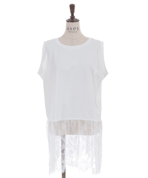 裾レースノースリーブPO（Tシャツ/カットソー）｜axes femme