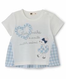 KP（ケーピー）の「mimiちゃん×ギンガム 切り替えTシャツ（Tシャツ/カットソー）」