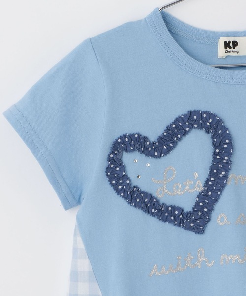 KP(ケーピー)の「mimiちゃん×ギンガム 切り替えTシャツ(Tシャツ/カットソー・キッズ・ピンク系その他/オフホワイト/ブルー・80cm/90cm/100cm/110cm/120cm/130cm/140cm)」の5枚目の写真