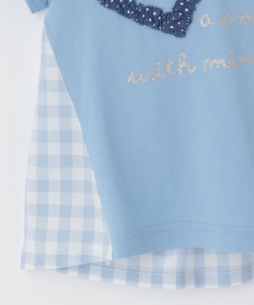 KP(ケーピー)の「mimiちゃん×ギンガム 切り替えTシャツ(Tシャツ/カットソー・キッズ・ピンク系その他/オフホワイト/ブルー・80cm/90cm/100cm/110cm/120cm/130cm/140cm)」の6枚目の写真