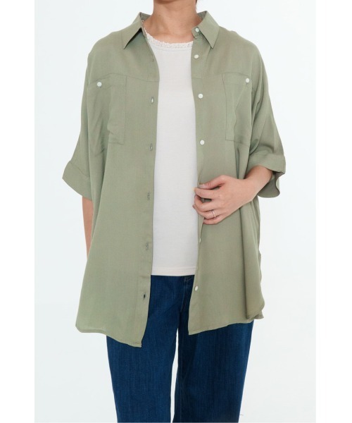 HEART MARKET（ハートマーケット）の「さらっと快適オーバーサイズロングシャツ（シャツ/ブラウス・レディース・ブラック/ホワイト系/ナチュラル/グリーン/ホワイト/モカ・FREE）」の6枚目の写真