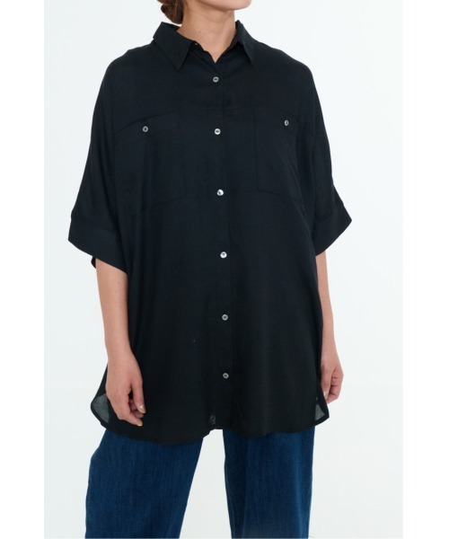 HEART MARKET（ハートマーケット）の「さらっと快適オーバーサイズロングシャツ（シャツ/ブラウス・レディース・ブラック/ホワイト系/ナチュラル/グリーン/ホワイト/モカ・FREE）」の3枚目の写真