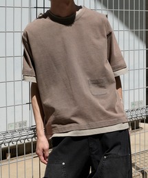 FAKE LAYERED PIGMENT POCKET TSHIRT/フェイクレイヤード ピグメントポケットTシャツ
