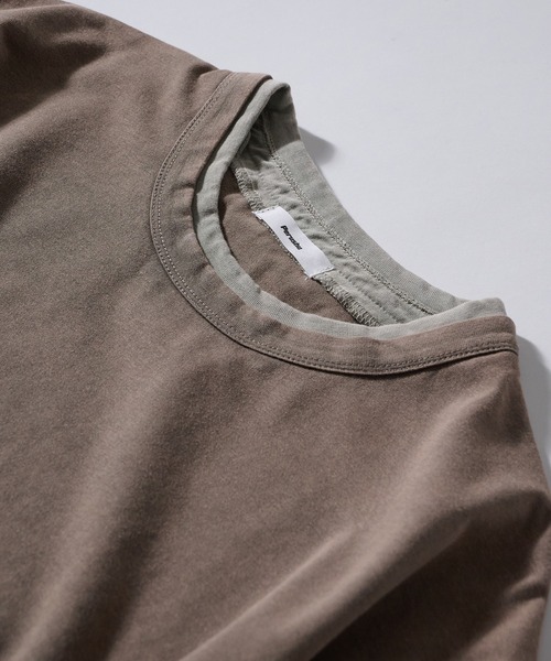 Perushu(ペルーシュ)の「FAKE LAYERED PIGMENT POCKET TSHIRT/フェイクレイヤード ピグメントポケットTシャツ(Tシャツ/カットソー・メンズ・ブラウン/パープル/グレー・MEDIUM/LARGE)」の11枚目の写真
