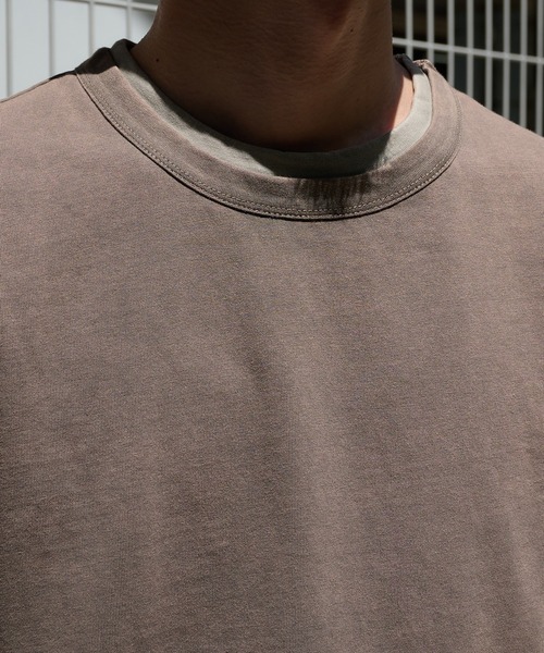 Perushu(ペルーシュ)の「FAKE LAYERED PIGMENT POCKET TSHIRT/フェイクレイヤード ピグメントポケットTシャツ(Tシャツ/カットソー・メンズ・ブラウン/パープル/グレー・MEDIUM/LARGE)」の7枚目の写真