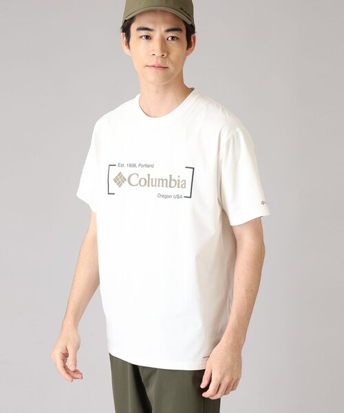 Columbia(コロンビア)の「Columbia/ タイムトゥトレイルグラフィックショートスリーブTシャツ /コロンビア(Tシャツ/カットソー・メンズ・ホワイト/ブラック・S/M/L/XL)」の1枚目の写真