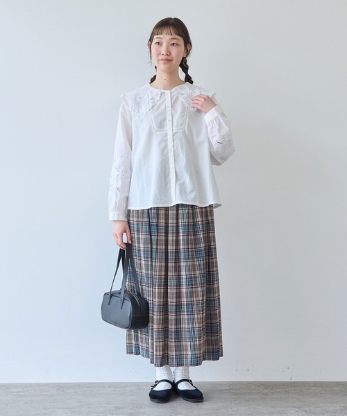 bulle de savon(ビュルデサボン)の「タータンCHECK プリーツスカート(スカート・レディース・ベージュ/ネイビー/グリーン・FREE)」の16枚目の写真