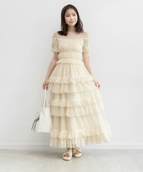 RANDA(ランダ)の「ドットチュールフリルワンピース(ワンピース・レディース・ブルー/ブラック/クリーム・0/1)」の3枚目の写真