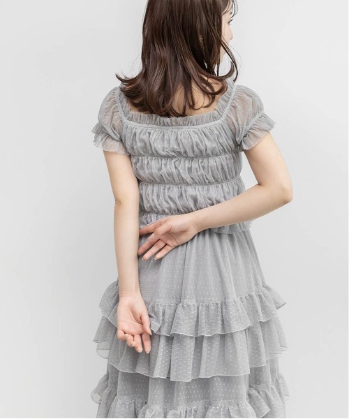 RANDA(ランダ)の「ドットチュールフリルワンピース(ワンピース・レディース・ブルー/ブラック/クリーム・0/1)」の7枚目の写真