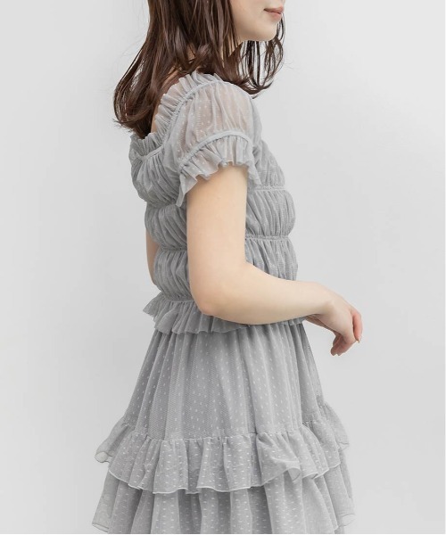 RANDA(ランダ)の「ドットチュールフリルワンピース(ワンピース・レディース・ブルー/ブラック/クリーム・0/1)」の8枚目の写真