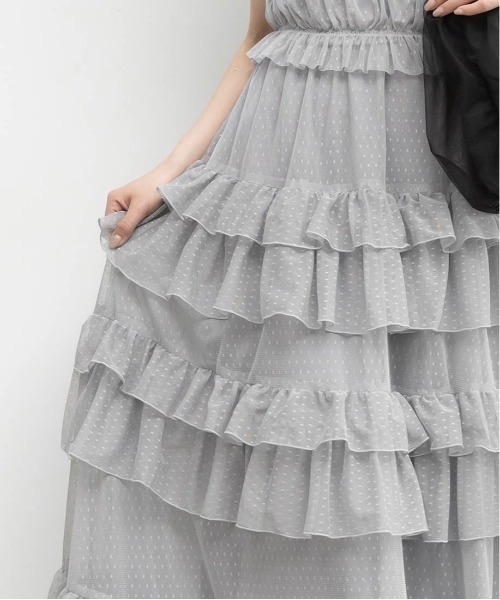 RANDA(ランダ)の「ドットチュールフリルワンピース(ワンピース・レディース・ブルー/ブラック/クリーム・0/1)」の9枚目の写真