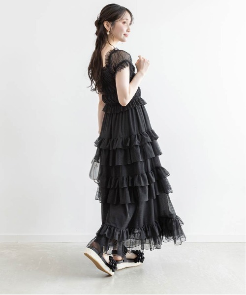 RANDA(ランダ)の「ドットチュールフリルワンピース(ワンピース・レディース・ブルー/ブラック/クリーム・0/1)」の12枚目の写真