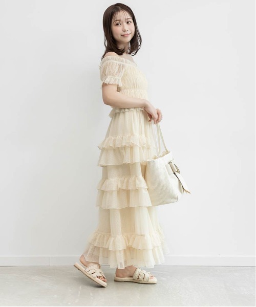 RANDA(ランダ)の「ドットチュールフリルワンピース(ワンピース・レディース・ブルー/ブラック/クリーム・0/1)」の18枚目の写真