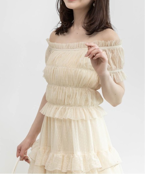 RANDA(ランダ)の「ドットチュールフリルワンピース(ワンピース・レディース・ブルー/ブラック/クリーム・0/1)」の20枚目の写真