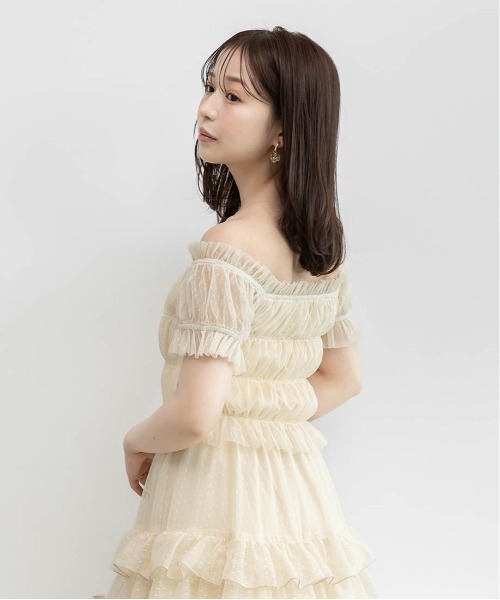RANDA(ランダ)の「ドットチュールフリルワンピース(ワンピース・レディース・ブルー/ブラック/クリーム・0/1)」の21枚目の写真
