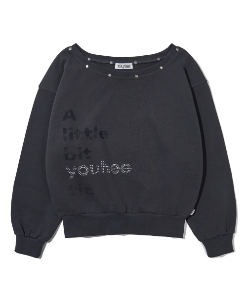 YOUHEE(ユヒ)の「YOUHEETIC HOTFIX OFF-SHOULDER SWEATSHIRTS CHARCOAL(スウェット・レディース・その他・FREE)」の10枚目の写真
