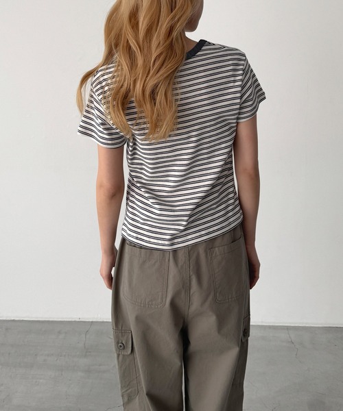 CANAL JEAN（キャナルジーン）の「El mar　細ボーダーTシャツ（Tシャツ/カットソー・レディース・ネイビー/サックスブルー・ONE SIZE）」の4枚目の写真