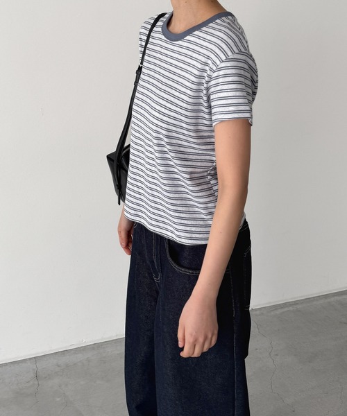 CANAL JEAN（キャナルジーン）の「El mar　細ボーダーTシャツ（Tシャツ/カットソー・レディース・ネイビー/サックスブルー・ONE SIZE）」の6枚目の写真