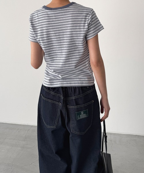 CANAL JEAN（キャナルジーン）の「El mar　細ボーダーTシャツ（Tシャツ/カットソー・レディース・ネイビー/サックスブルー・ONE SIZE）」の7枚目の写真