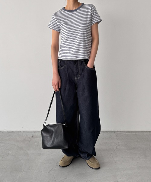 CANAL JEAN（キャナルジーン）の「El mar　細ボーダーTシャツ（Tシャツ/カットソー・レディース・ネイビー/サックスブルー・ONE SIZE）」の8枚目の写真
