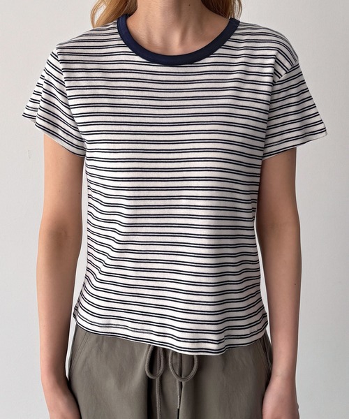 CANAL JEAN（キャナルジーン）の「El mar　細ボーダーTシャツ（Tシャツ/カットソー・レディース・ネイビー/サックスブルー・ONE SIZE）」の9枚目の写真