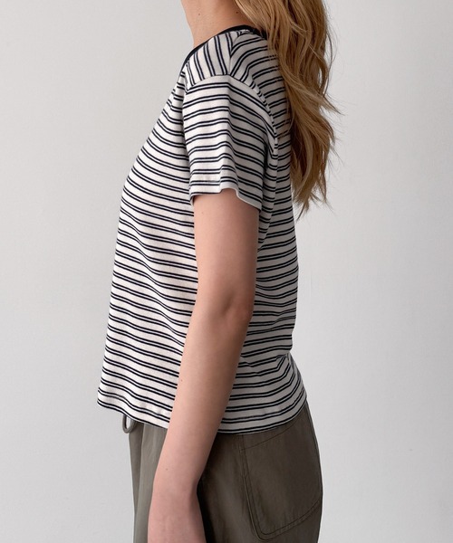 CANAL JEAN（キャナルジーン）の「El mar　細ボーダーTシャツ（Tシャツ/カットソー・レディース・ネイビー/サックスブルー・ONE SIZE）」の10枚目の写真