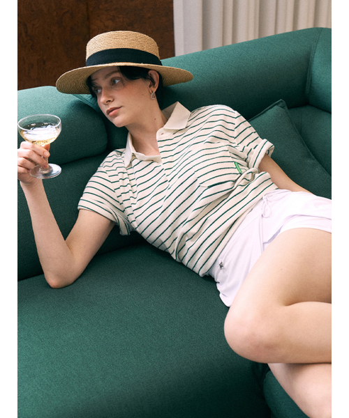 BERMUDAGRASS（バミューダグラス）の「テリーストライプ半袖シャツ - WHITE（ポロシャツ・レディース・その他・FREE）」の2枚目の写真