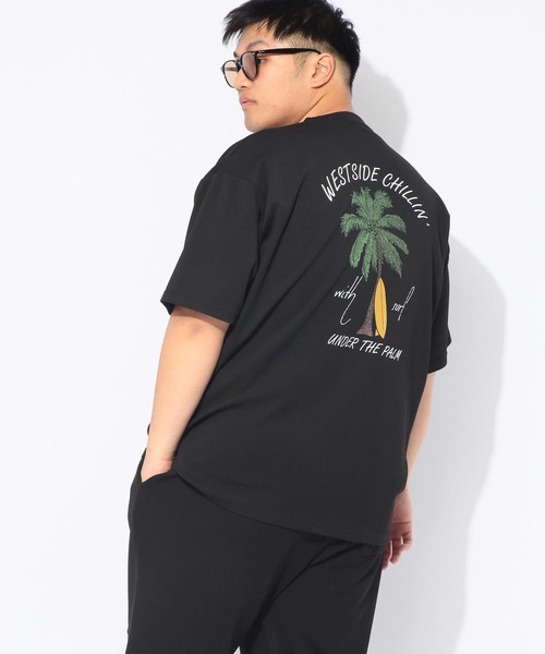 B&T CLUB(ビーティークラブ)の「ヒヤテック Tシャツ 半袖 PALMTREE メンズ 大きいサイズ ヒヤテック バックプリント クルーネック B&T CLUB (ビーアンドティークラブ)(Tシャツ/カットソー・メンズ・ブラック/ライトグレー・X2(4L~5L)/X3(6L~7L)/X1(3L~4L)/X4(8L~9L))」の7枚目の写真