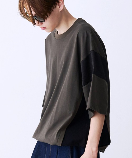 [UNISEX] SATIN MIX BLOCK TEE — сатиновая смешанная блок‑футболка