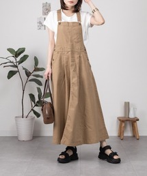 マキシ丈フレアサロペスカート
